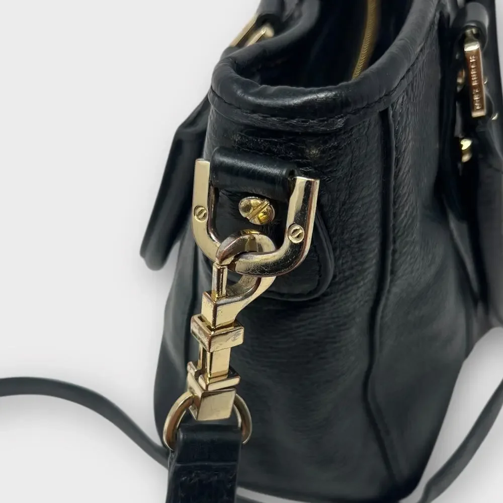 Tory Burch Amanda Mini Satchel Bag Black Pebbled Leather Crossbody